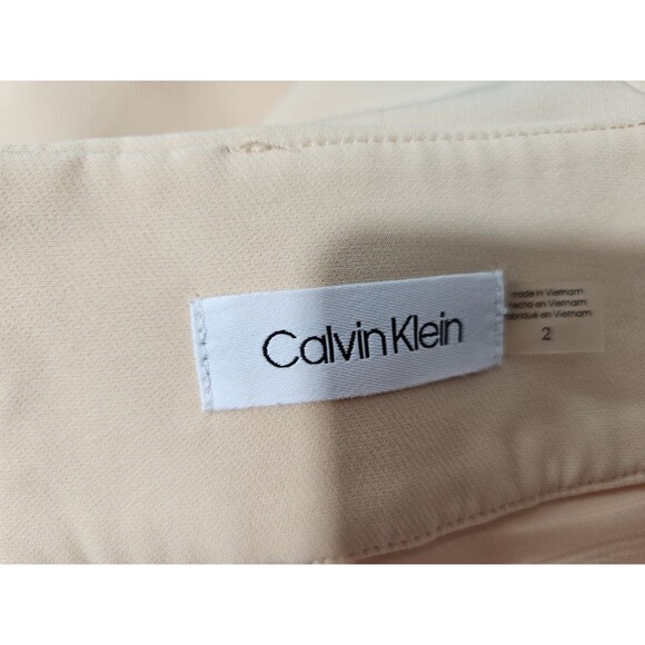 Calvin Klein Beige Pencil Skirt Size 2 | Faux Wrap Front | Office Career Wear - Picture 6 of 10